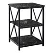 Home Square 2 Shelf Faux Marble Top Side Table in Black - Set of 2
