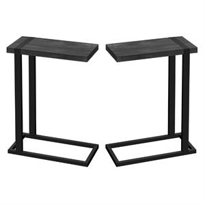 Home Square 19.25&quot Rectangular Thick Panel Wood Side Table in Black - Set of 2