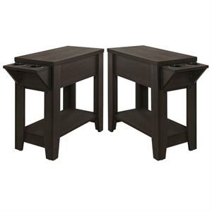 Home Square 12&quot Hollow-Core End Table in Cappuccino - Set of 2