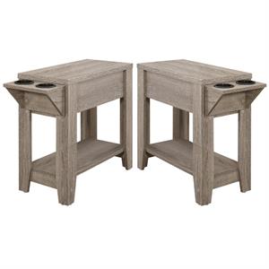 Home Square 12&quot Taupe Wood End Table in Dark Taupe - Set of 2