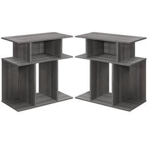 Home Square Contemporary Open Storage Wooden End Table in Gray - Set of 2