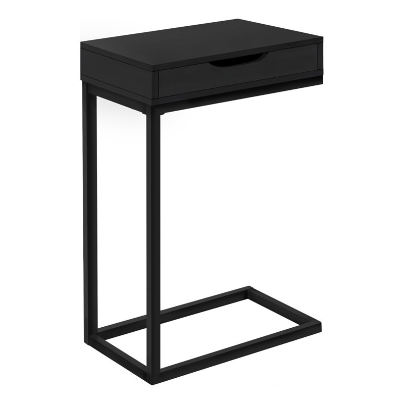 Home Square 1 Drawer Metal Accent Table in Black Finish - Set of 2