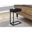 Home Square 1 Drawer Metal Accent Table in Black Finish - Set of 2