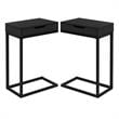 Home Square 1 Drawer Metal Accent Table in Black Finish - Set of 2