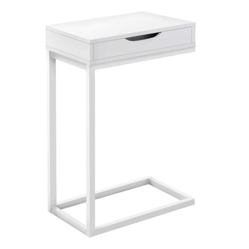 Home Square 1 Drawer Metal Accent Table in White Finish - Set of 2