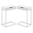 Home Square 1 Drawer Metal Accent Table in White Finish - Set of 2