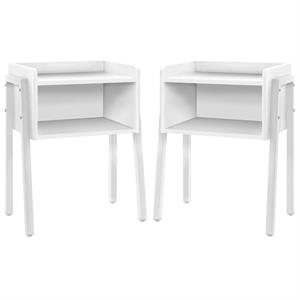 Home Square 2 Shelf Modern Sleek Wooden Airy Side Table in White - Set of 2