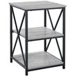Home Square Wood Top X Frame End Table in Gray and Black - Set of 2