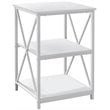 Home Square 2 Shelf Modern Square Wood Top X Frame End Table in White - Set of 2