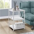 Home Square 2 Shelf Modern Square Wood Top X Frame End Table in White - Set of 2