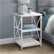 Home Square 2 Shelf Modern Square Wood Top X Frame End Table in White - Set of 2