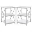 Home Square 2 Shelf Modern Square Wood Top X Frame End Table in White - Set of 2