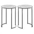 Home Square Faux Marble End Table in White and Silver - Set of 2