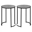Home Square Round Faux Stone End Table in Gray and Black - Set of 2