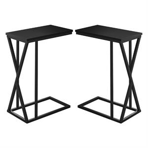 Home Square Metal C Shaped End Table in Black Finish - Set of 2