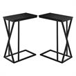 Home Square Metal C Shaped End Table in Black Finish - Set of 2