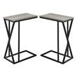 Home Square Metal C Shaped End Table in Black and Gray - Set of 2