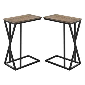 Home Square Metal C Shaped End Table in Black and Dark Taupe - Set of 2