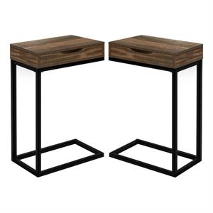 Home Square 1 Drawer Reclaimed Look End Table in Brown and Black - Set of 2