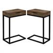 Home Square 1 Drawer Reclaimed Look End Table in Brown and Black - Set of 2