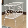 Home Square Metal Glass Top Accent End Table in White - Set of 2