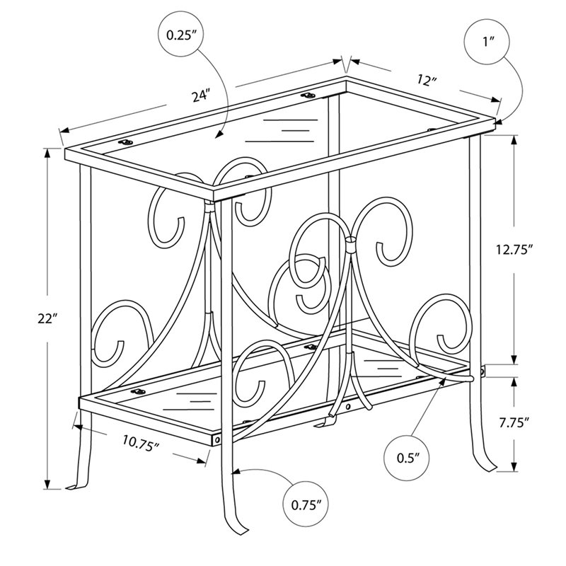 Home Square Metal Glass Top Accent End Table in White - Set of 2