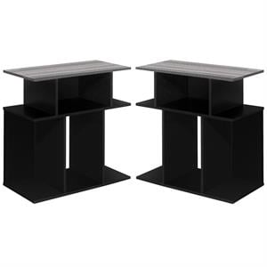 Home Square Open Storage Wooden End Table in Black and Gray - Set of 2