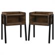 Home Square Reclaimed Look End Table in Brown and Black - Set of 2