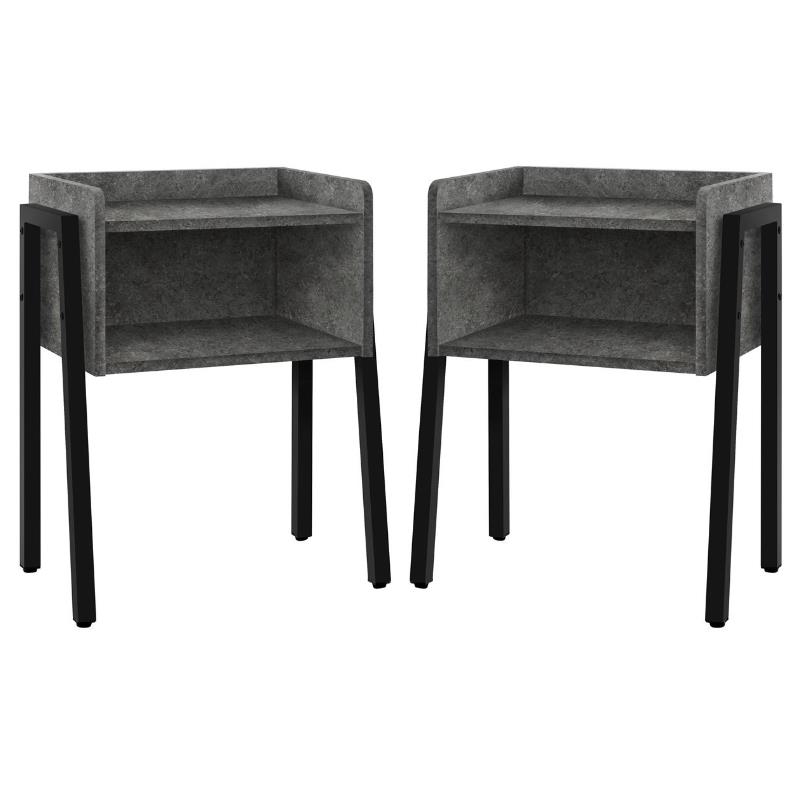 Home Square Faux Stone End Table in Gray and Black - Set of 2