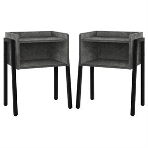 Home Square Faux Stone End Table in Gray and Black - Set of 2