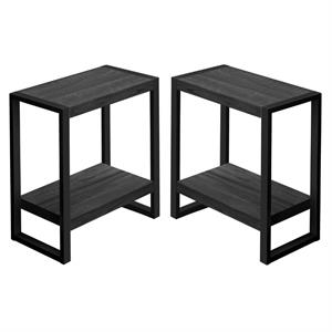 Home Square 23.75&quot Farmhouse Wood and Metal Side Table in Black - Set of 2