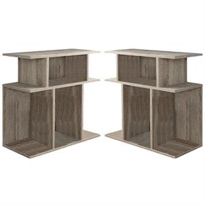 Home Square 24&quot Accent Side Table in Dark Taupe Finish - Set of 2