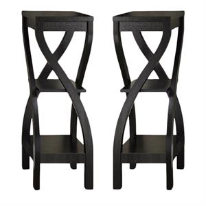 Home Square 32&quot Curved Legs Plant Stand in Rich Cappuccino Finish - Set of 2