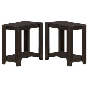 Home Square Accent Side Table in Cappuccino Finish - Set of 2