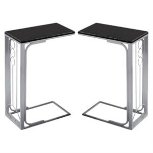 Home Square Accent Table in Black and Silver Finish - Set of 2