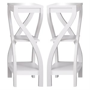 Home Square 32&quot Curved Legs Plant Stand in White Finish - Set of 2