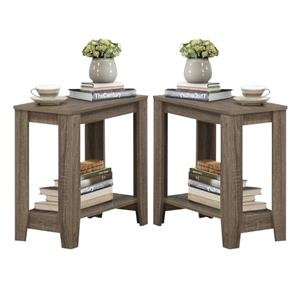 home square accent side table in dark taupe finish - set of 2
