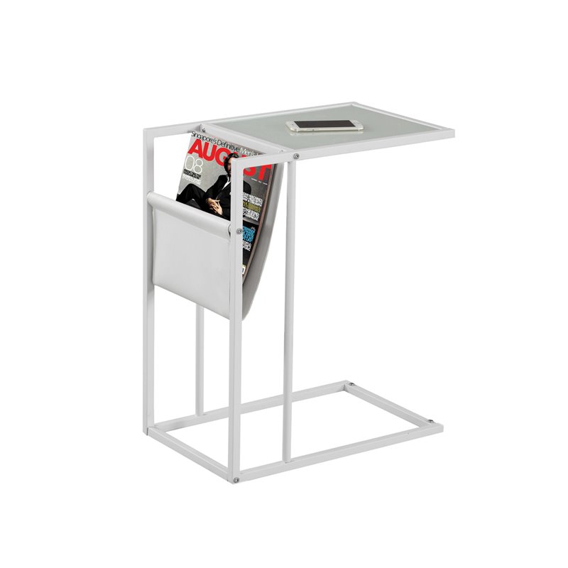Home Square Metal Side Table with Magazine Rack in White - Set of 2