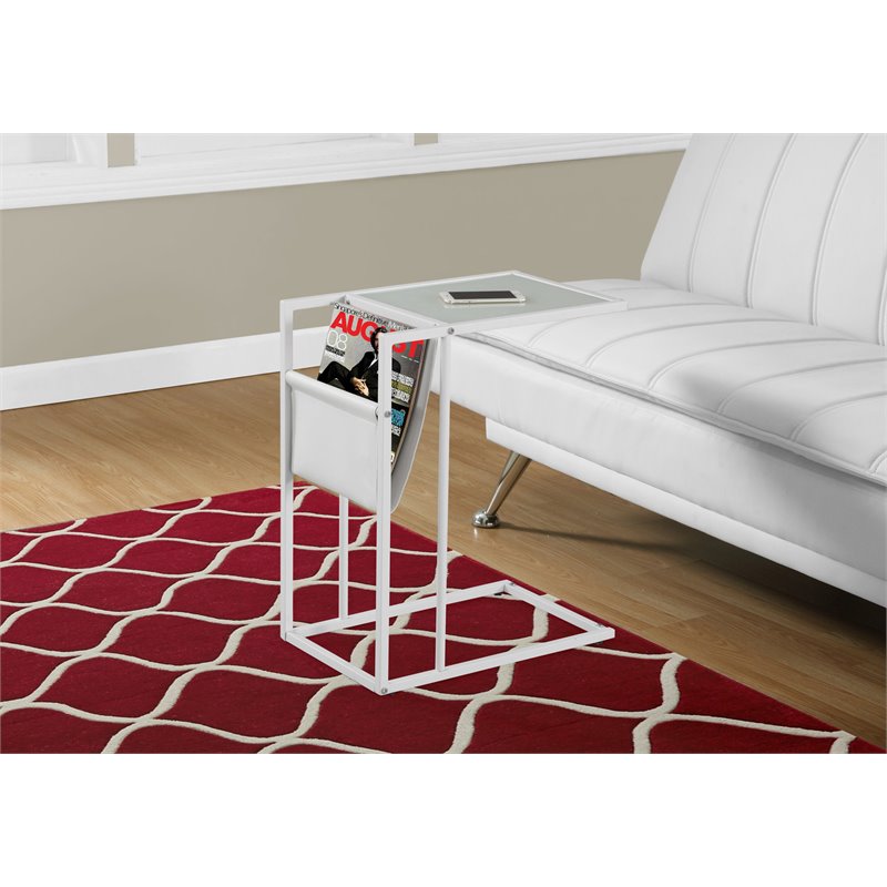 Home Square Metal Side Table with Magazine Rack in White - Set of 2