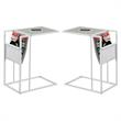 Home Square Metal Side Table with Magazine Rack in White - Set of 2