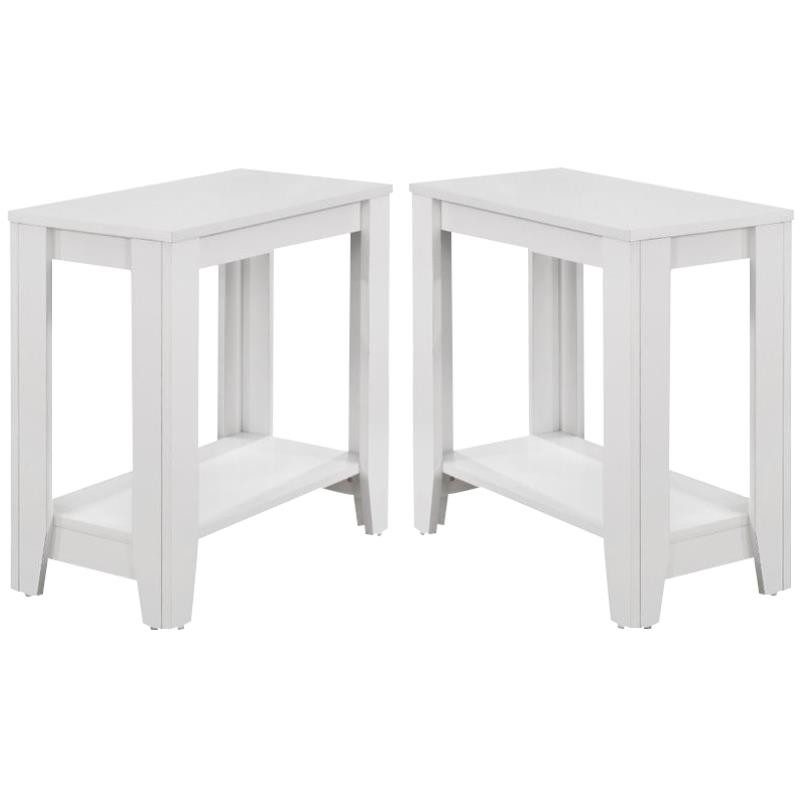 Home Square Sturdy Tapered Legs End Table in White Finish - Set of 2