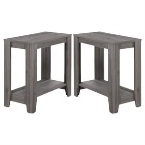 Home Square Sturdy Tapered Legs & Wood End Table in Gray - Set of 2