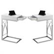 Home Square Metal End Table with Drawer in Glossy White - Set of 2