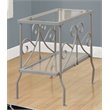Home Square Metal Glass Top Accent End Table in Silver - Set of 2