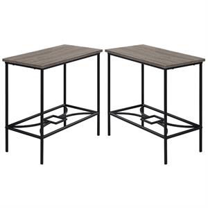 Home Square 12&quot Accent End Table in Dark Taupe and Black - Set of 2