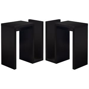 Home Square 12&quot Particle Board End Table in Cappuccino - Set of 2