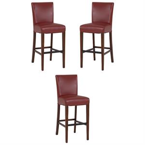 Home Square 26&quot Counter Stool in Pomegranate Red - Set of 3