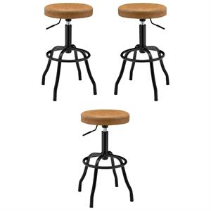 Home Square 29&quot Metal Backless Bar Stool in Brown/Black - Set of 3