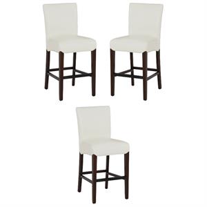 Home Square 26&quot Bonded Leather Counter Stool in White - Set of 3
