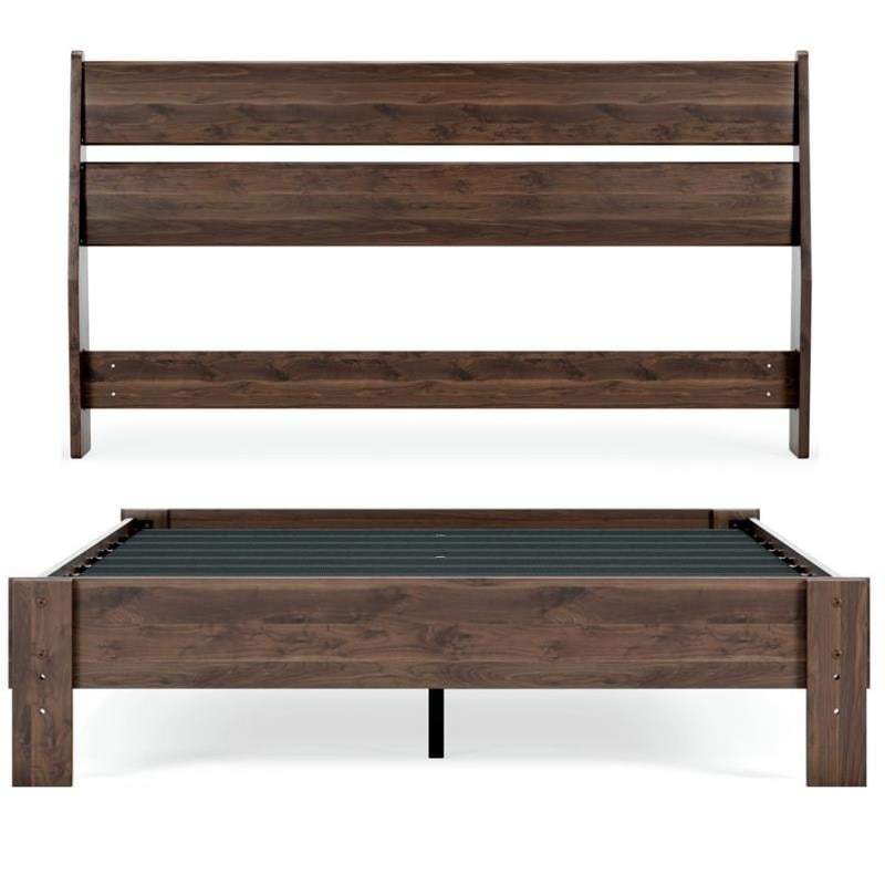 Home Square 2 Piece Bedroom Set with Queen Headboard and Platform Bed in Mocha